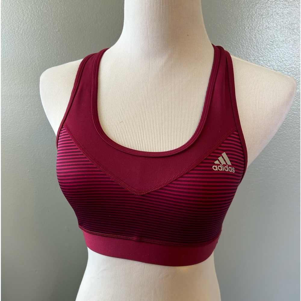 Adidas climalite. athletic tech fit sports bra lined active burgundy, size small